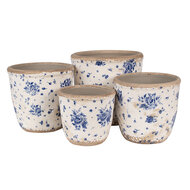 Clayre &amp; Eef | Bloempot Binnen Beige Blauw &oslash; 16x16 cm | 6CE1658L