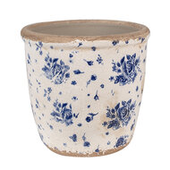 Clayre &amp; Eef | Bloempot Binnen Beige Blauw &oslash; 15x14 cm | 6CE1658M