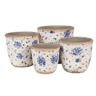 Clayre &amp; Eef | Bloempot Binnen Beige Blauw &oslash; 15x14 cm | 6CE1658M