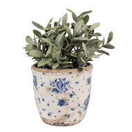 Clayre &amp; Eef | Bloempot Binnen Beige Blauw &oslash; 13x12 cm | 6CE1658S