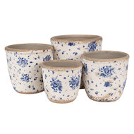 Clayre &amp; Eef | Bloempot Binnen Beige Blauw &oslash; 13x12 cm | 6CE1658S