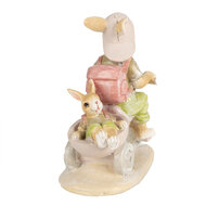 Clayre &amp; Eef | Decoratie Beeld Konijnen op driewieler Bruin Groen 11x6x12 cm | 6PR4108