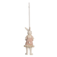 Clayre &amp; Eef | Decoratie Hanger Konijn Wit Roze 4x4x10 cm | 6PR4988