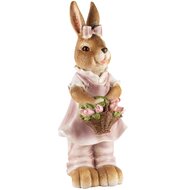 Dekoratief | Bunny staand m/bloemenmand, resina, 15x13x35cm | A240015