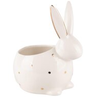 Dekoratief | Bunny potje m/stipjes, wit/goud, porselein, 11x8x12cm | A240154