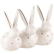 Dekoratief | Trio bunny&#039;s, wit/goud, porselein, 14x7x11cm | A240157
