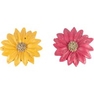 Dekoratief | Deco bloem margriet, fuchsia/geel, resina, 13x12x2cm, set van 2 stuks | A240141