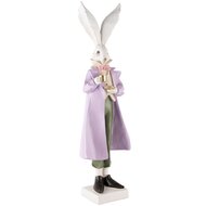 Dekoratief | Bunny staand m/lila jas, resina, 14x12x47cm | A240306