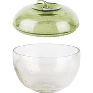 Dekoratief | Appel pot m/deksel, transparant/groen, glas, 16x16x15cm | A240438