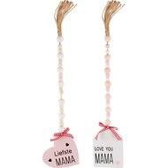 Dekoratief | Hanger &#039;Liefste Mama/Love you Mama&#039;, hout, 8x8x30cm, set van 2 stuks | A240513