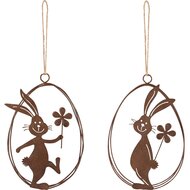 Dekoratief | Hanger ei m/bunny, roest, metaal, 15x10cm, set van 2 stuks | A240552