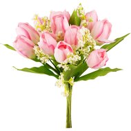 Dekoratief | Deco boeketje tulpen, roze, PVC, 18x18x25cm | A240578