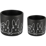 Dekoratief | Set 2 bloempotten m/bunny&#039;s, zwart, cement, 18x18x16cm | A240797