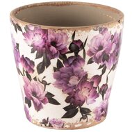 Dekoratief | Bloempot &#039;Purple Flowers&#039;, keramiek, 14x14x14cm | A240806