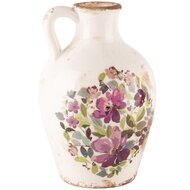 Dekoratief | Kruik m/oor &#039;Purple Flowers&#039;, keramiek, 14x14x21cm | A240811