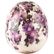 Dekoratief | Deco ei &#039;Purple Flowers&#039;, keramiek, 14x14x16cm | A240831