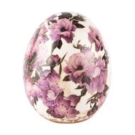 Dekoratief | Deco ei &#039;Purple Flowers&#039;, keramiek, 10x10x12cm | A240832
