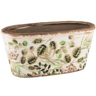 Dekoratief | Bloempot ovaal &#039;Olive Leaves&#039;, keramiek, 23x11x11cm | A240840
