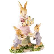 Dekoratief | Bunny mama m/kids, roze/paars, resina, 11x8x15cm | A240123