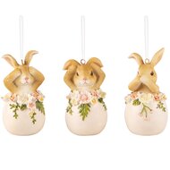 Dekoratief | Hanger bunny in ei, resina, 4x4x8cm, set van 3 stuks | A240137