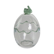 Dekoratief | Bonbonni?re ei m/bunny, transparant/groen, glas, 10x10x15cm | A244049