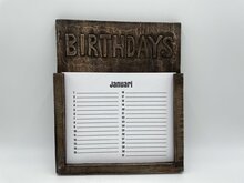 Kalender maand verjaardag vintage hout bruin 27 cm x 33 cm | Stoer &amp; Sober | 184180 | Home Sweet Home
