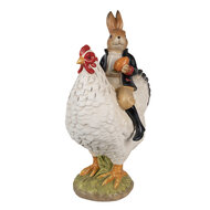 Clayre &amp; Eef | Decoratie Beeld Kip met konijn Bruin Wit Zwart 20x16x35 cm | 6PR5039