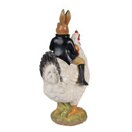 Clayre &amp; Eef | Decoratie Beeld Kip met konijn Bruin Wit Zwart 20x16x35 cm | 6PR5039