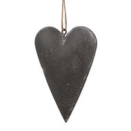 Clayre &amp; Eef | Decoratie hanger hart Grijs 11x2x8 cm | 6Y5570