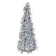Clayre &amp; Eef | Kerstdecoratie Kerstboom Zilverkleurig &oslash; 18x46 cm | 65537L