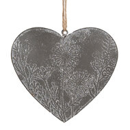 Clayre &amp; Eef | Decoratie hanger hart Grijs 11x2x10 cm | 6Y5572