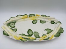 Grote ovale aspergeschaal met reli&euml;f groen geel blaadjes 47 x 28 cm | AS02GEEL | Piccobella