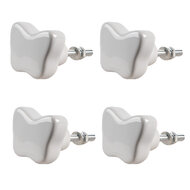 Clayre &amp; Eef | Deurknop set van 4 Wit &oslash; 4x3/6 cm | 65300