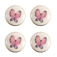 Clayre &amp; Eef | Deurknop set van 4 Roze Beige &oslash; 3x1/4 cm | 65301