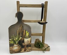 Decoratie broodplank met print Nepalese pot bloempot &amp; krukje 35,5 cm x 18,5 cm touw maat M | Stoer &amp; Sober | 059006 | Home Sweet Home