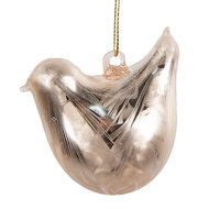Clayre &amp; Eef | Decoratie hanger vogel Beige Zilverkleurig 7x4x6 cm | 6GL4454