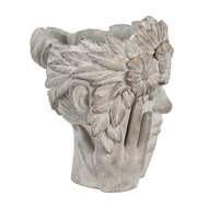 Clayre & Eef | Bloempot Binnen Hoofd Grijs 27x22x31 cm | 6TE0500