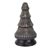 Clayre &amp; Eef | Kerstdecoratie Kerstboom Goudkleurig Grijs &oslash; 14x25 cm | 65382