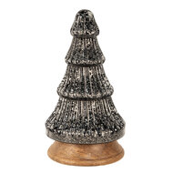 Clayre &amp; Eef | Kerstdecoratie Kerstboom Zilverkleurig Zwart &oslash; 13x24 cm | 65386