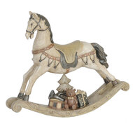 Clayre &amp; Eef | Kerstdecoratie Beeld Hobbelpaard Wit 22x5x19 cm | 6PR0036