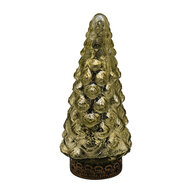 Clayre &amp; Eef | Kerstdecoratie Beeld Kerstboom met LED Goudkleurig &oslash; 8x16 cm | 6GL4560