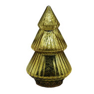 Clayre &amp; Eef | Kerstdecoratie Beeld Kerstboom met LED Goudkleurig &oslash; 13x23 cm | 6GL4563