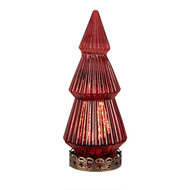 Clayre &amp; Eef | Kerstdecoratie Beeld Kerstboom met LED Rood &oslash; 7x16 cm | 6GL4569R