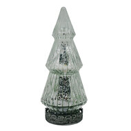 Clayre &amp; Eef | Kerstdecoratie Beeld Kerstboom met LED Zilverkleurig &oslash; 7x16 cm | 6GL4569ZI