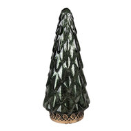 Clayre &amp; Eef | Kerstdecoratie Kerstboom met LED Groen &oslash; 11x24 cm | 6GL4572GR