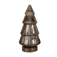 Clayre &amp; Eef | Kerstdecoratie Kerstboom met LED Bruin &oslash; 8x16 cm | 6GL4603