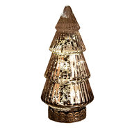 Clayre &amp; Eef | Kerstdecoratie Kerstboom met LED Bruin &oslash; 8x16 cm | 6GL4603