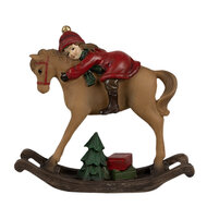 Clayre &amp; Eef | Kerstdecoratie Hobbelpaard Bruin Rood 11x4x10 cm | 6PR4181