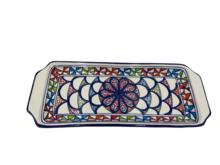 Cake schaal Naoura serveerschaal handgemaakt 35 x 14 cm groen rood blauw | CP.NA.30 | Dishes &amp; Deco