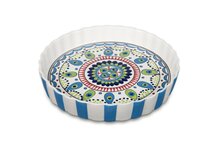 Quicheschaal taartvorm Pavo serveerschaal handgemaakt &Oslash; 24 rond blauw groen | QU.PA.30 | Dishes &amp; Deco